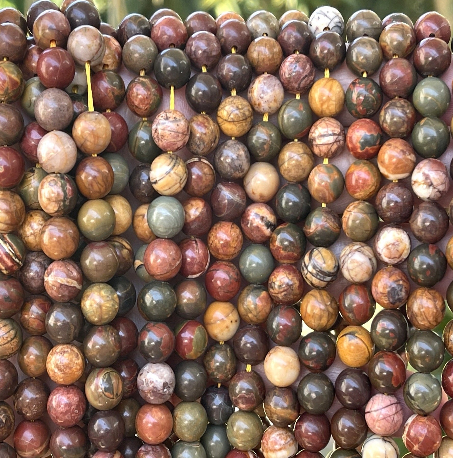 Red Creek Jasper 8mm round gemstone beads 15" strand - Oz Beads 