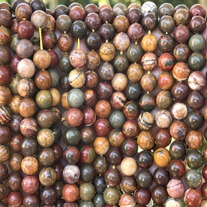 Red Creek Jasper 8mm round gemstone beads 15" strand - Oz Beads 