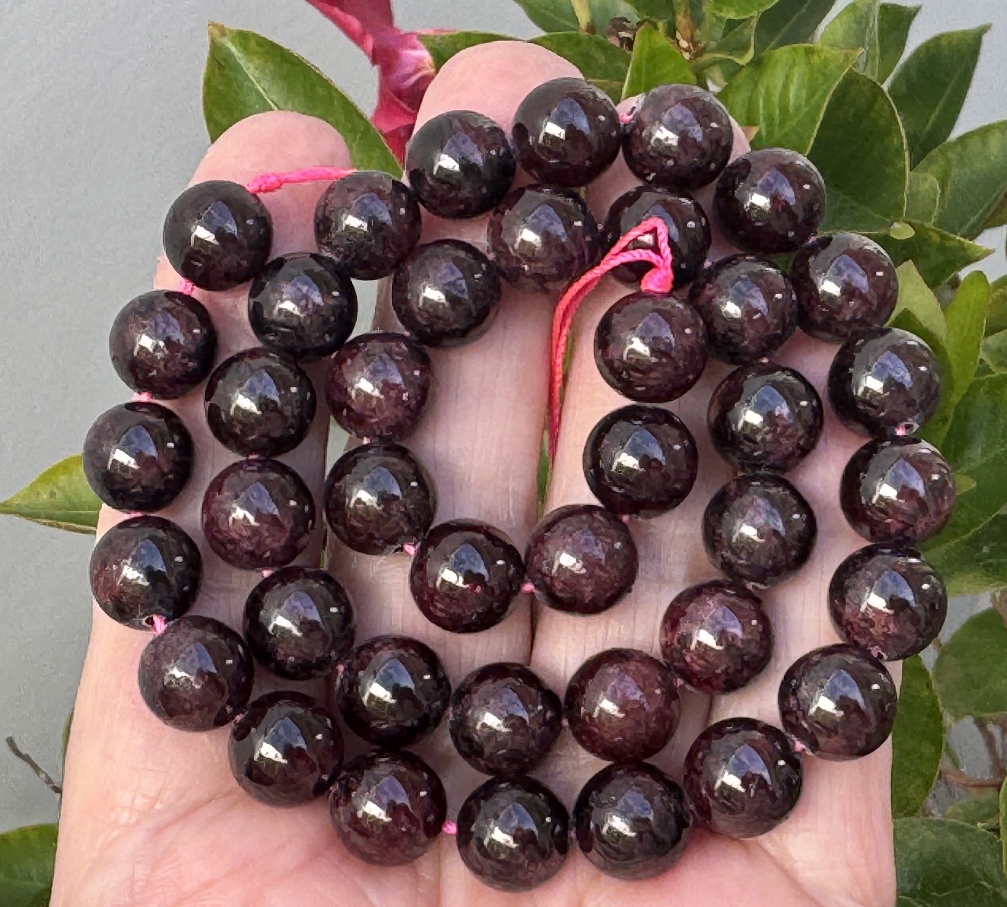 Red Garnet 10mm round natural gemstone beads 15.5" strand - Oz Beads 