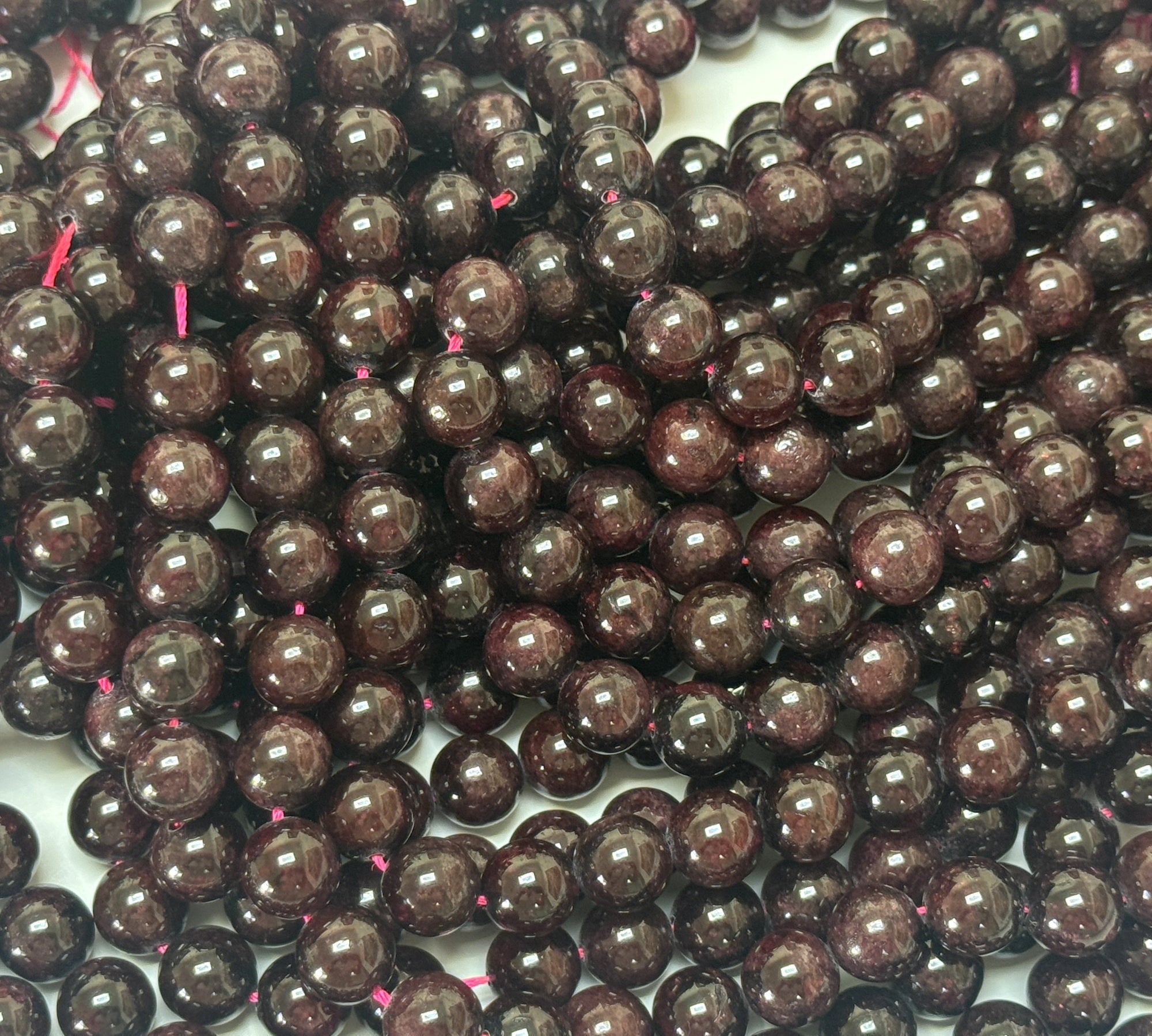 Red Garnet 10mm round natural gemstone beads 15.5" strand - Oz Beads 