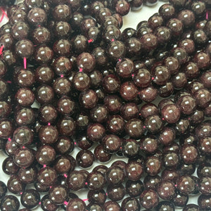 Red Garnet 10mm round natural gemstone beads 15.5" strand - Oz Beads 