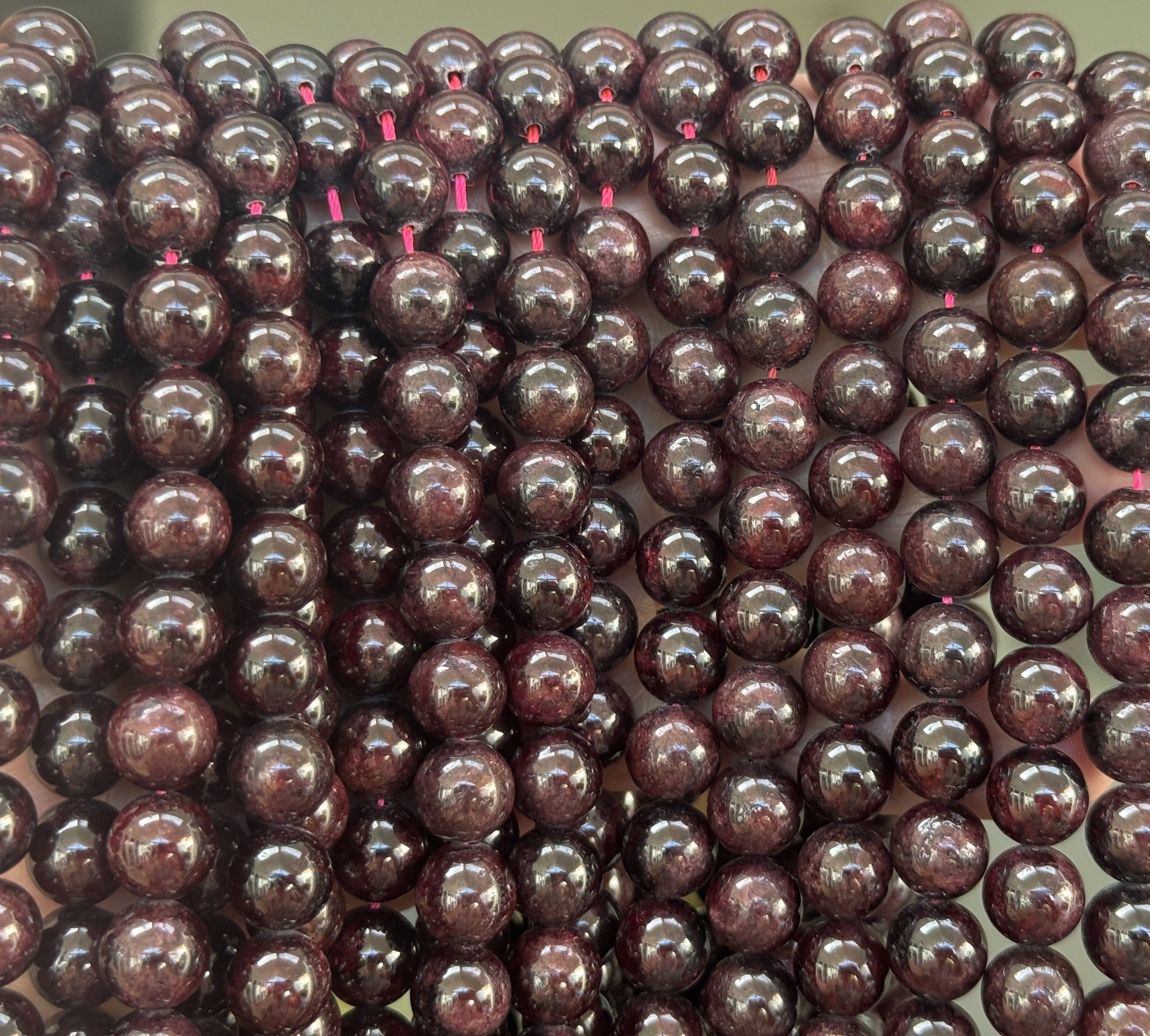 Red Garnet 10mm round natural gemstone beads 15.5" strand - Oz Beads 