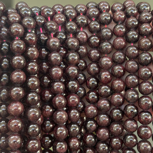 Red Garnet 10mm round natural gemstone beads 15.5" strand - Oz Beads 