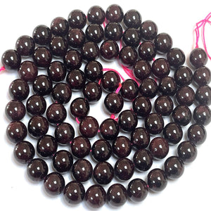 Red Garnet 10mm round natural gemstone beads 15.5" strand - Oz Beads 
