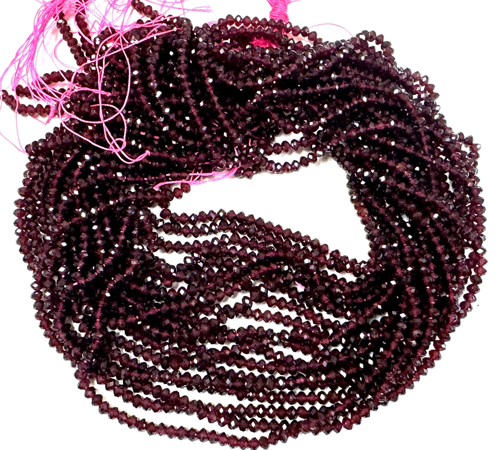 Red Garnet 3x4mm faceted rondelle natural gemstone beads 15.5" strand - Oz Beads 