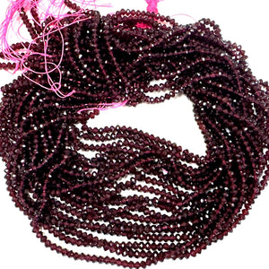 Red Garnet 3x4mm faceted rondelle natural gemstone beads 15.5" strand - Oz Beads 