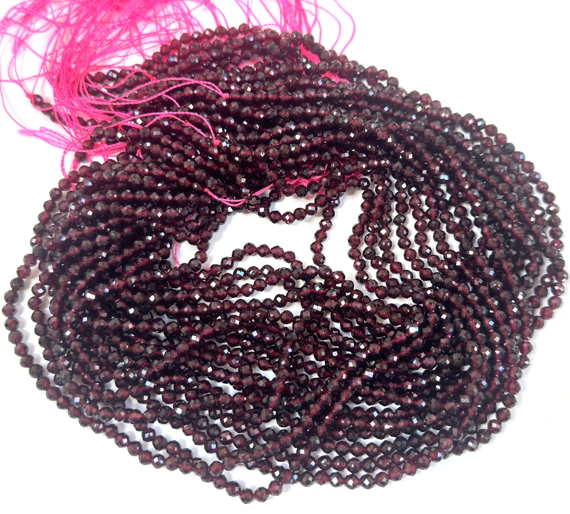 Red Garnet 4mm faceted round natural gemstone beads 15.5" strand - Oz Beads 