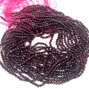 Red Garnet 4mm faceted round natural gemstone beads 15.5" strand - Oz Beads 
