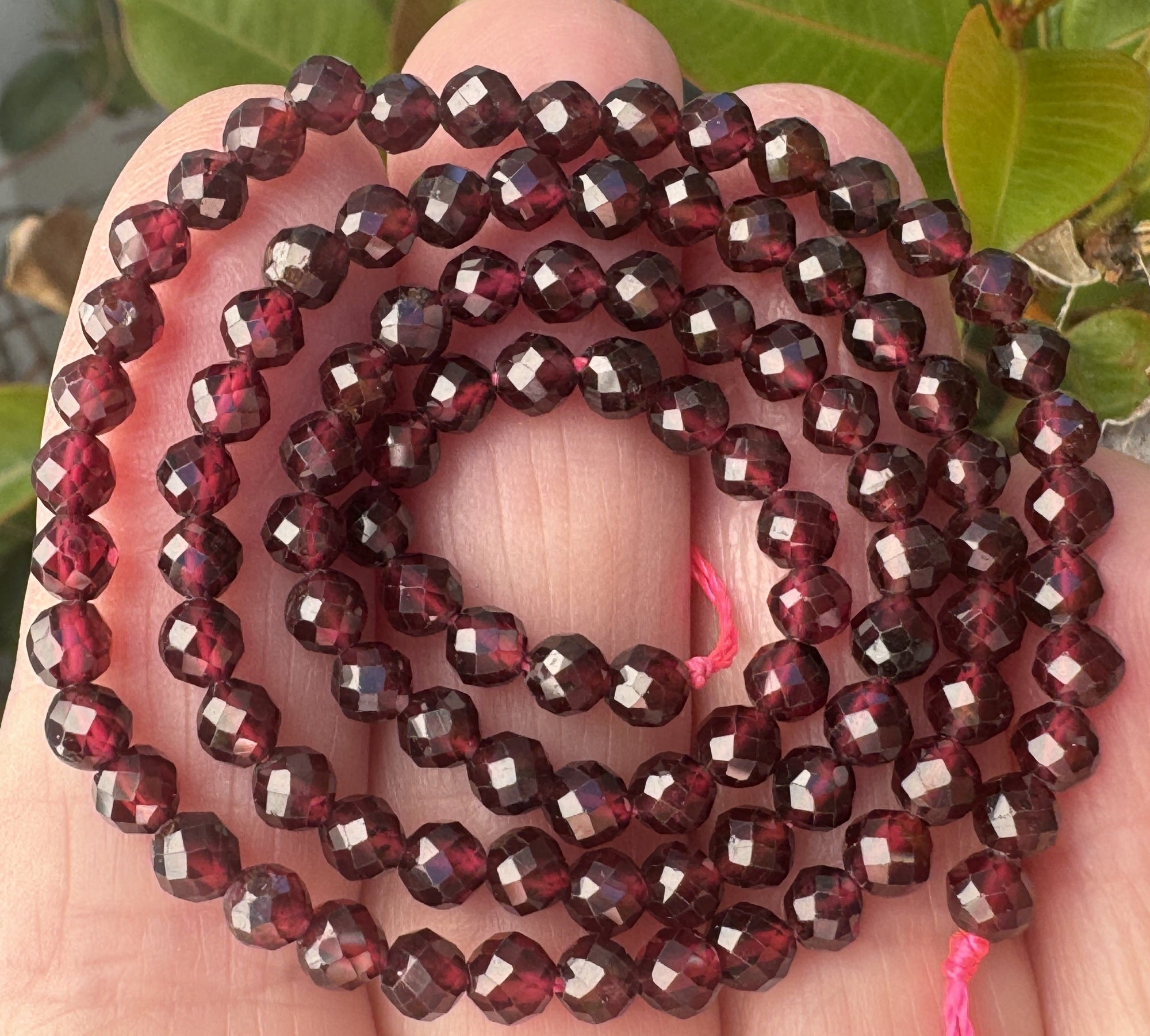 Red Garnet 4mm faceted round natural gemstone beads 15.5" strand - Oz Beads 