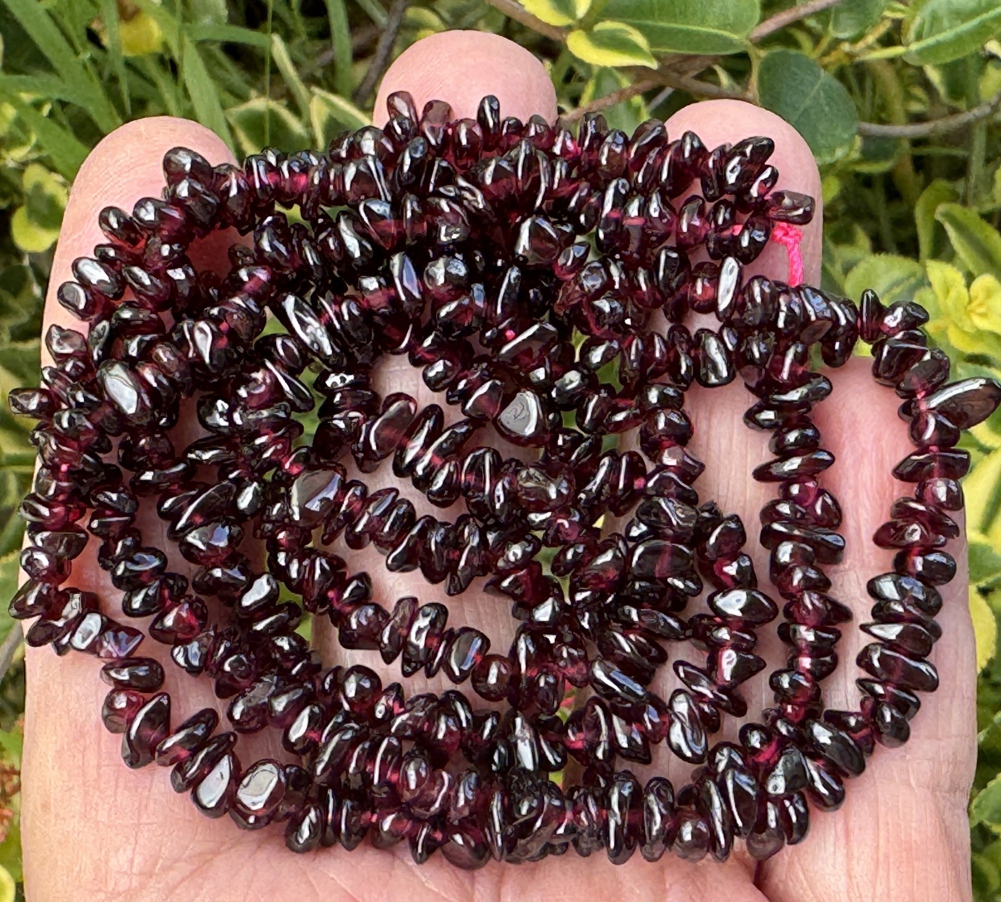 Red Garnet 6-8mm chip beads natural gemstone chips 33" strand - Oz Beads 