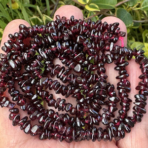 Red Garnet 6-8mm chip beads natural gemstone chips 33" strand - Oz Beads 