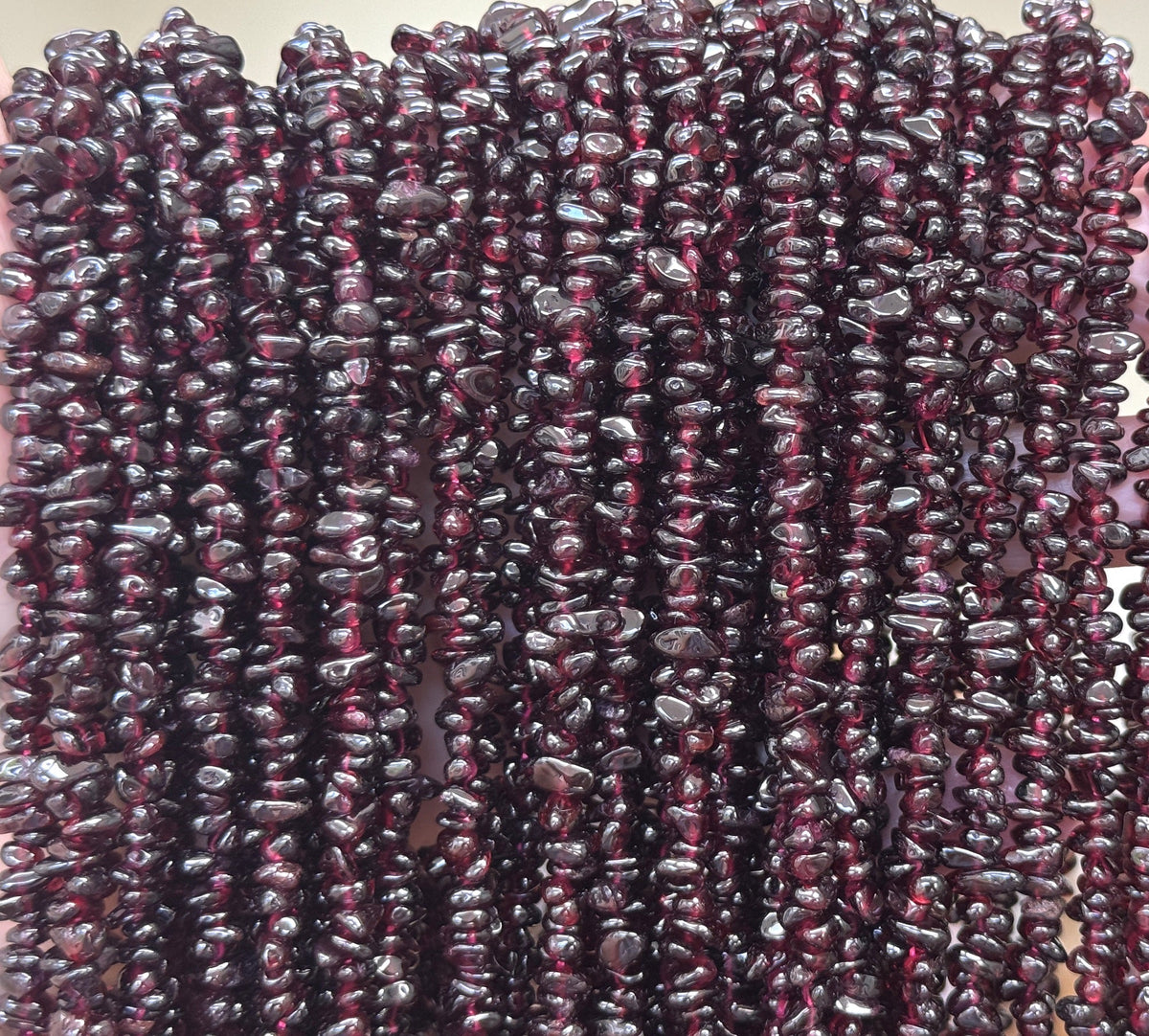 Red Garnet 6-8mm chip beads natural gemstone chips 33" strand - Oz Beads 