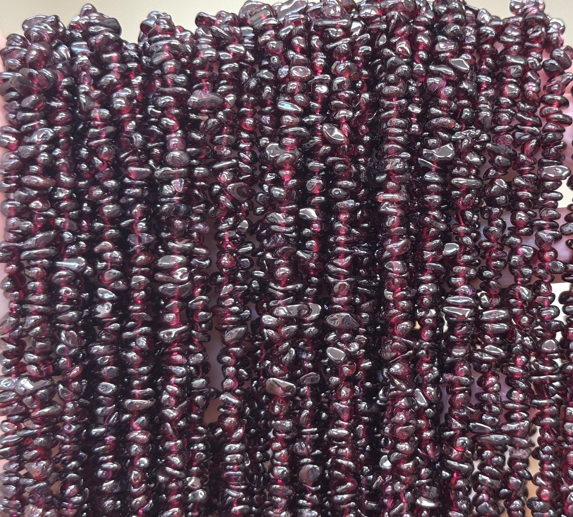 Red Garnet 6-8mm chip beads natural gemstone chips 33" strand - Oz Beads 