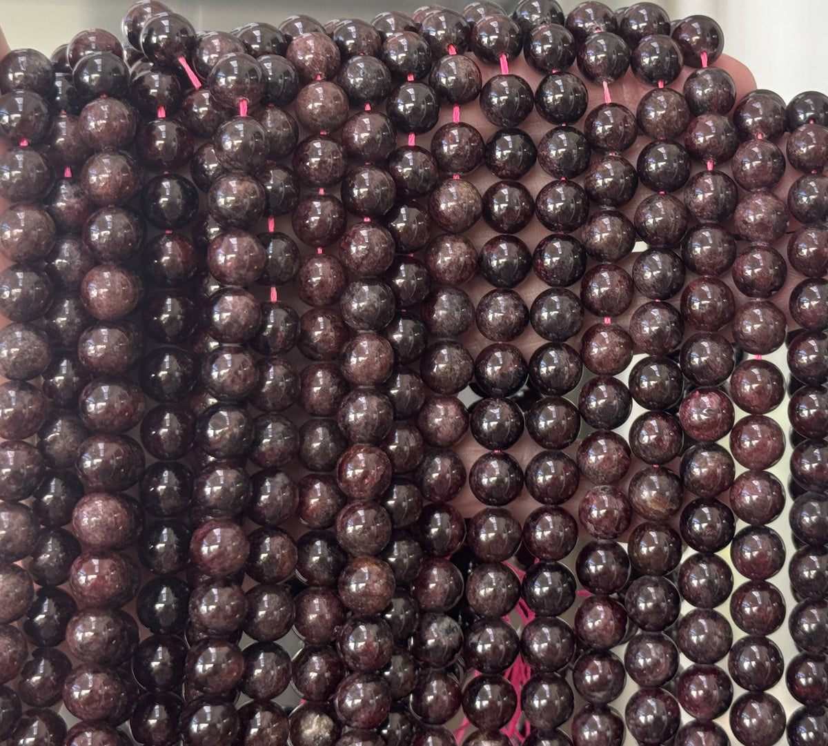Red Garnet 8mm round natural gemstone beads 15.5" strand - Oz Beads 