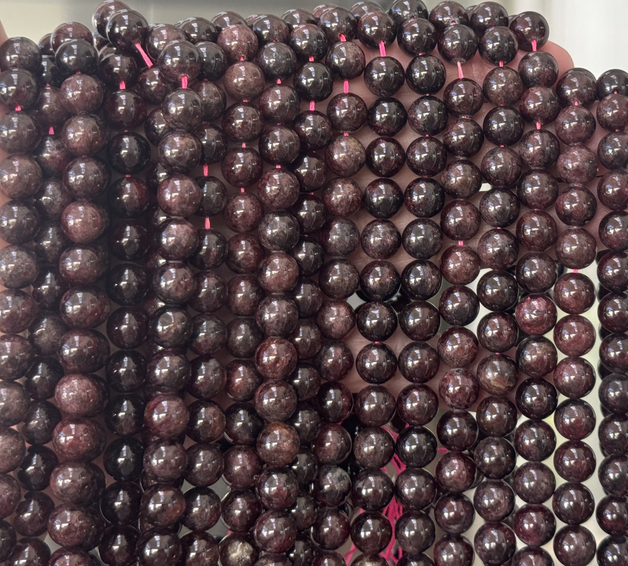 Red Garnet 8mm round natural gemstone beads 15.5" strand - Oz Beads 