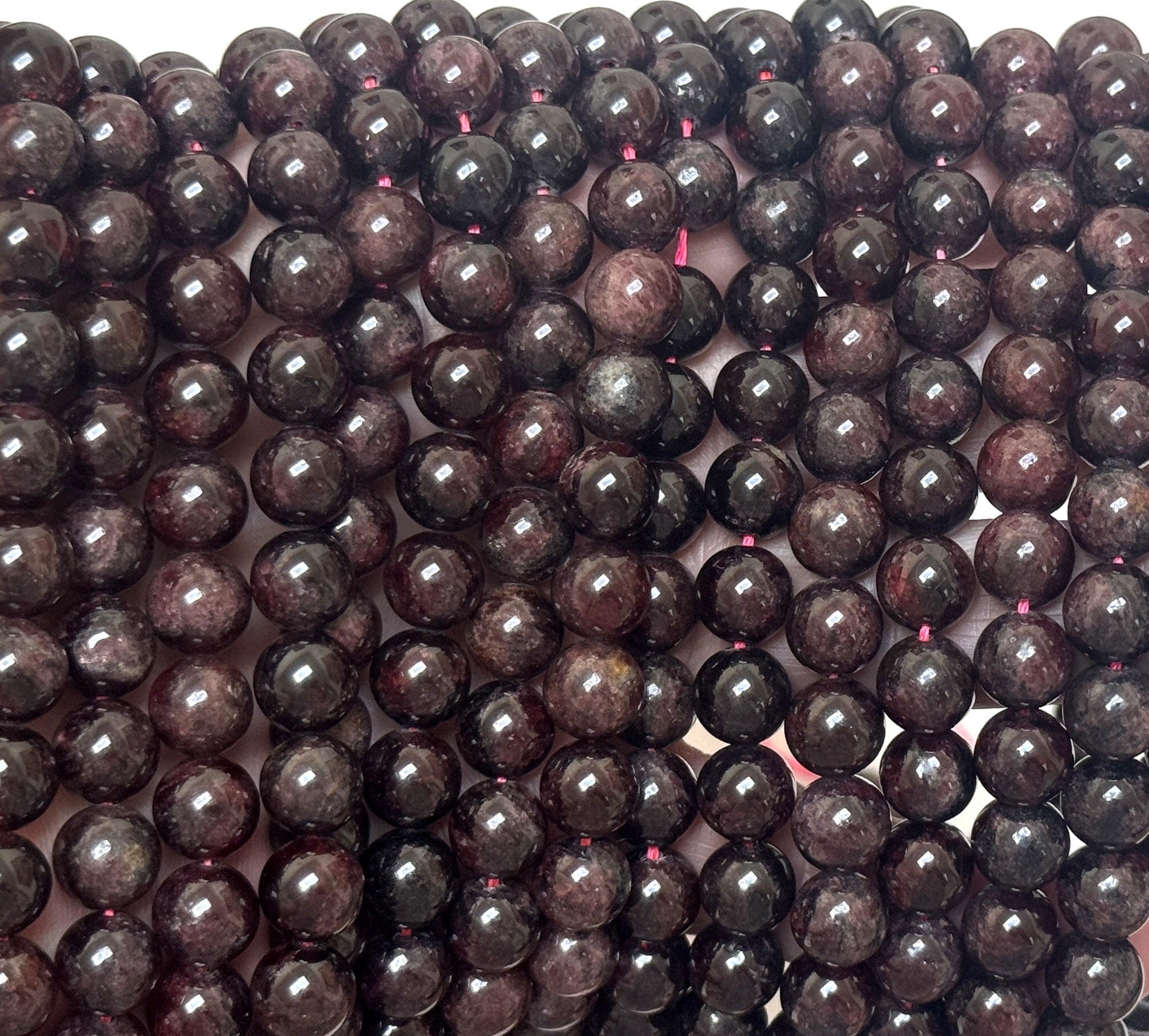 Red Garnet 8mm round natural gemstone beads 15.5" strand - Oz Beads 