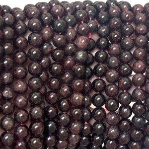 Red Garnet 8mm round natural gemstone beads 15.5" strand - Oz Beads 
