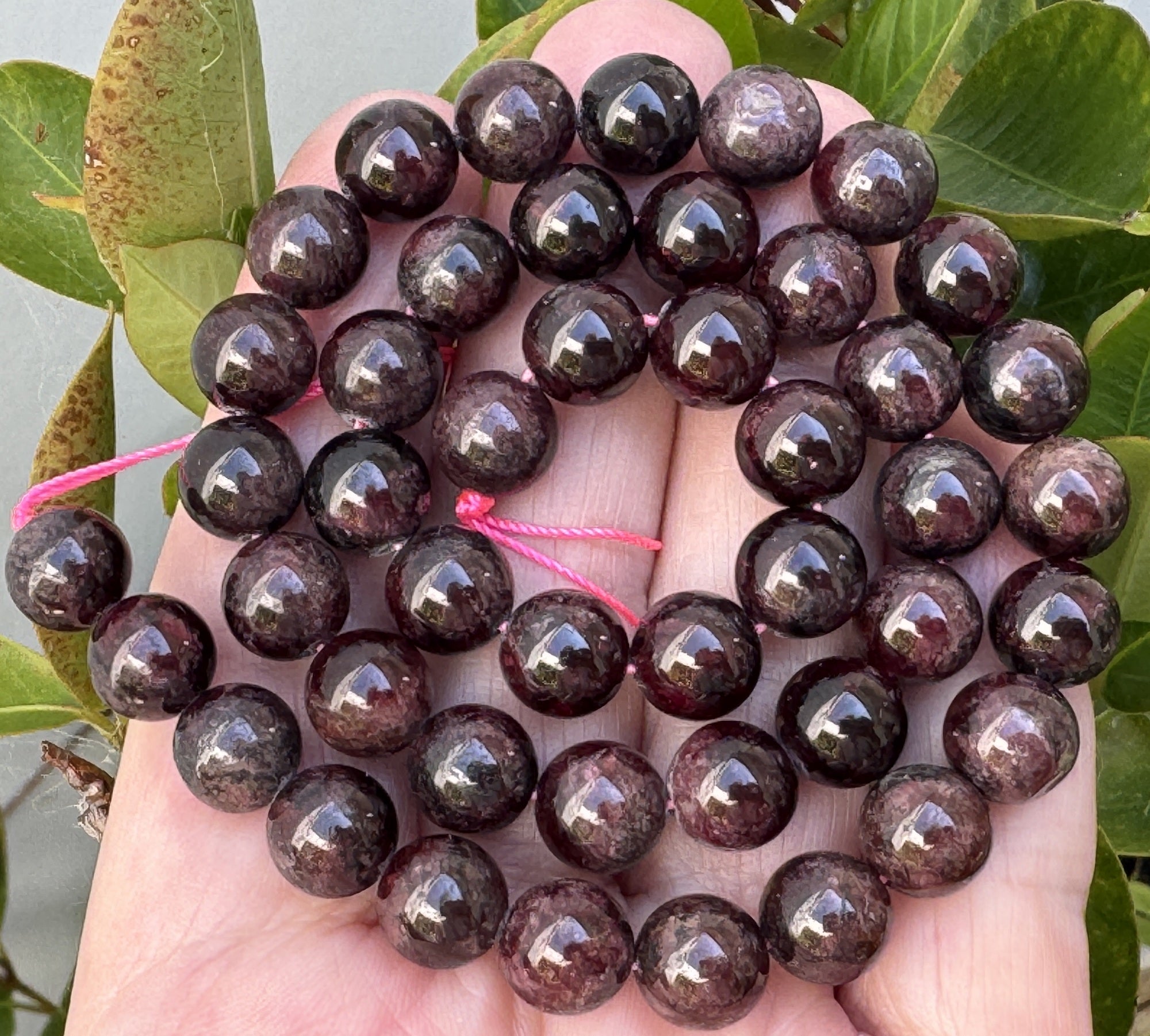 Red Garnet 8mm round natural gemstone beads 15.5" strand - Oz Beads 