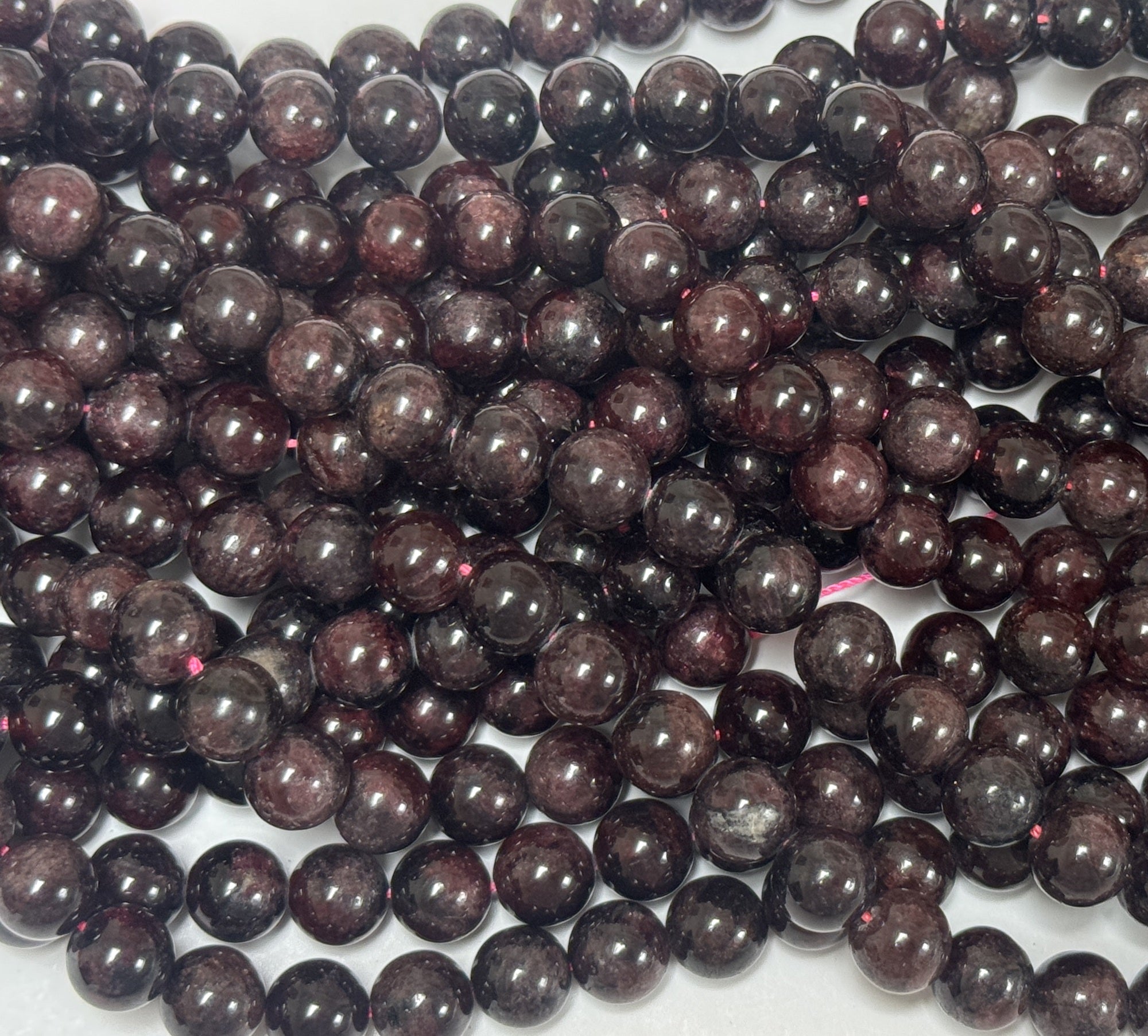 Red Garnet 8mm round natural gemstone beads 15.5" strand - Oz Beads 