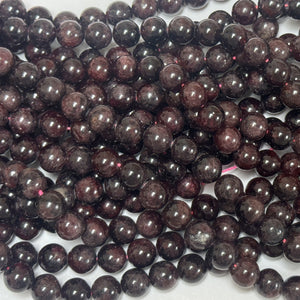 Red Garnet 8mm round natural gemstone beads 15.5" strand - Oz Beads 