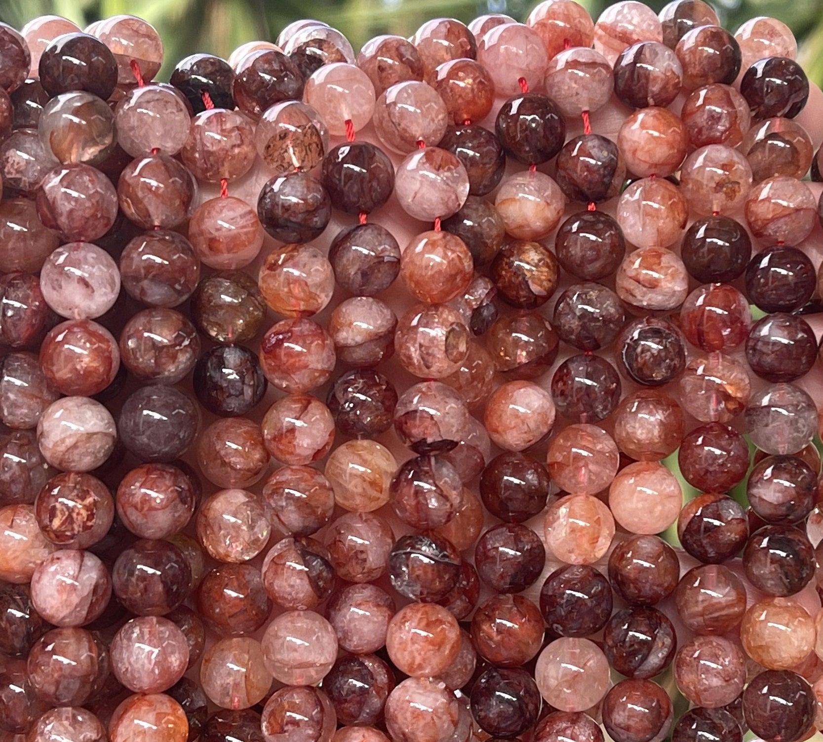 Red Hematoid Fire Quartz 10mm round natural gemstone beads 15.5" strand
