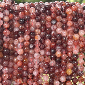 Red Hematoid Quartz 6mm round natural gemstone beads 15.5" strand - Oz Beads 