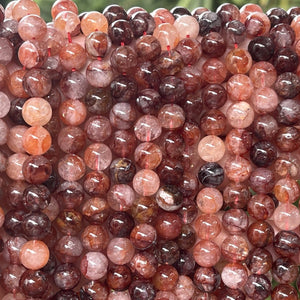 Red Hematoid Quartz 8mm round natural gemstone beads 15.5" strand - Oz Beads 