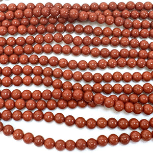 Red Jasper 6mm round natural gemstone beads 15" strand - Oz Beads 