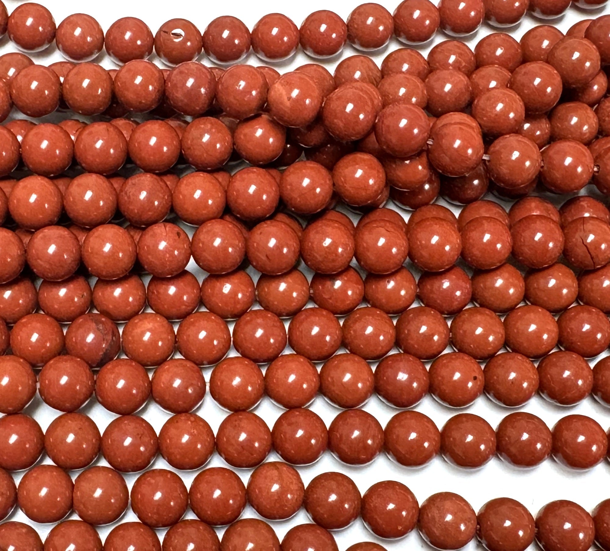 Red Jasper 8mm round natural gemstone beads 15" strand - Oz Beads 
