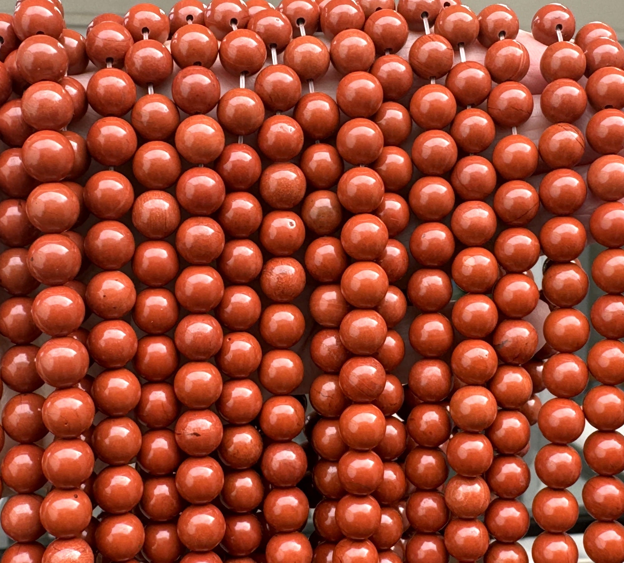 Red Jasper 8mm round natural gemstone beads 15" strand - Oz Beads 