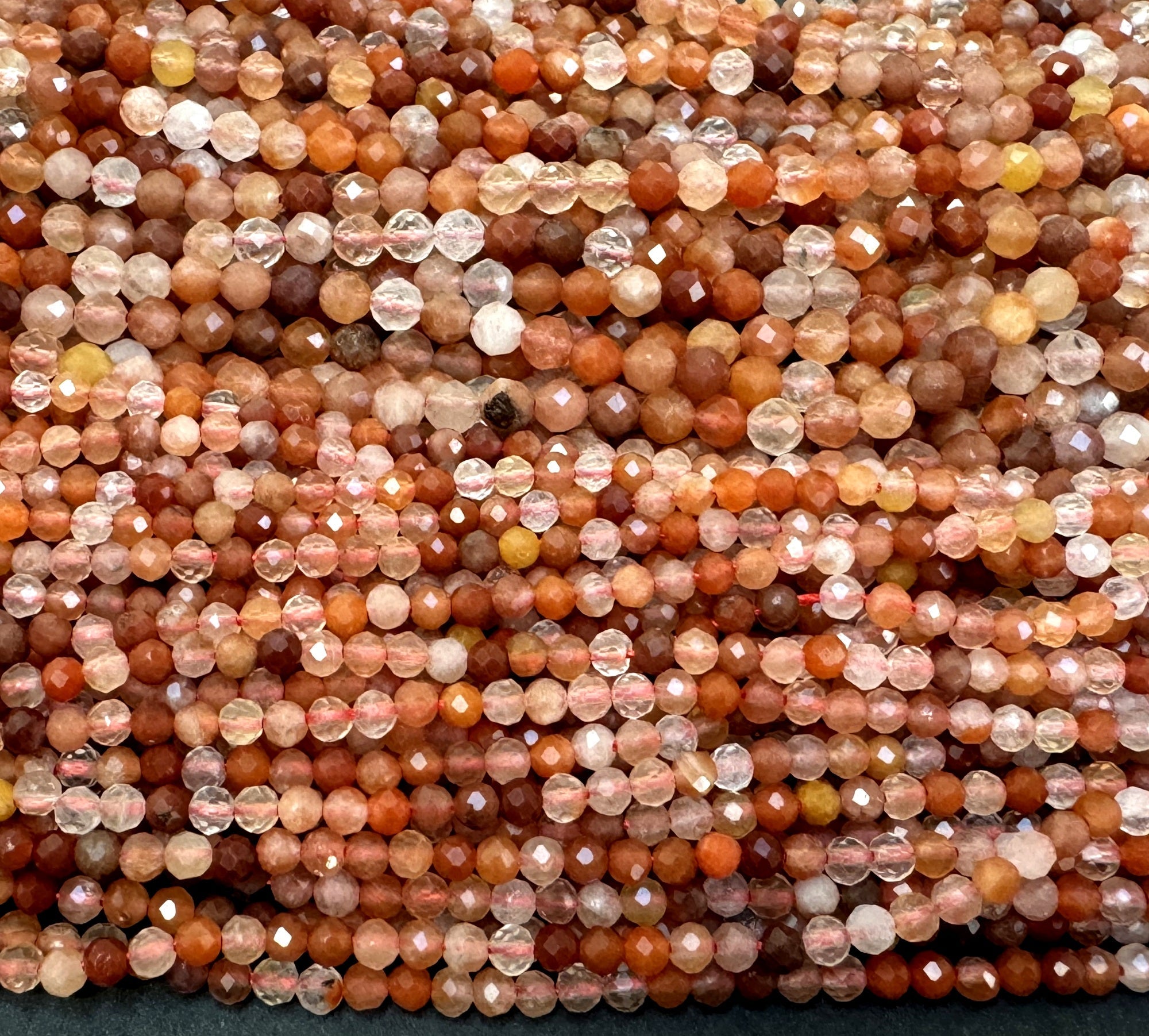 Red Quartz 3mm 4mm faceted round natural gemstone beads 15.5" strand - Oz Beads 