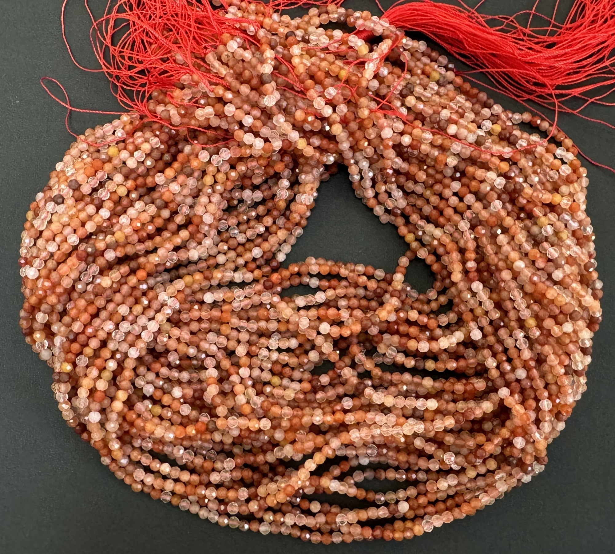 Red Quartz 3mm 4mm faceted round natural gemstone beads 15.5" strand - Oz Beads 