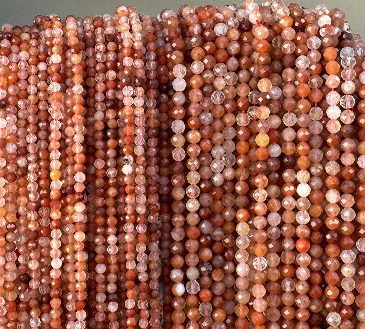 Red Quartz 3mm 4mm faceted round natural gemstone beads 15.5" strand - Oz Beads 