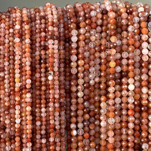 Red Quartz 3mm 4mm faceted round natural gemstone beads 15.5" strand - Oz Beads 