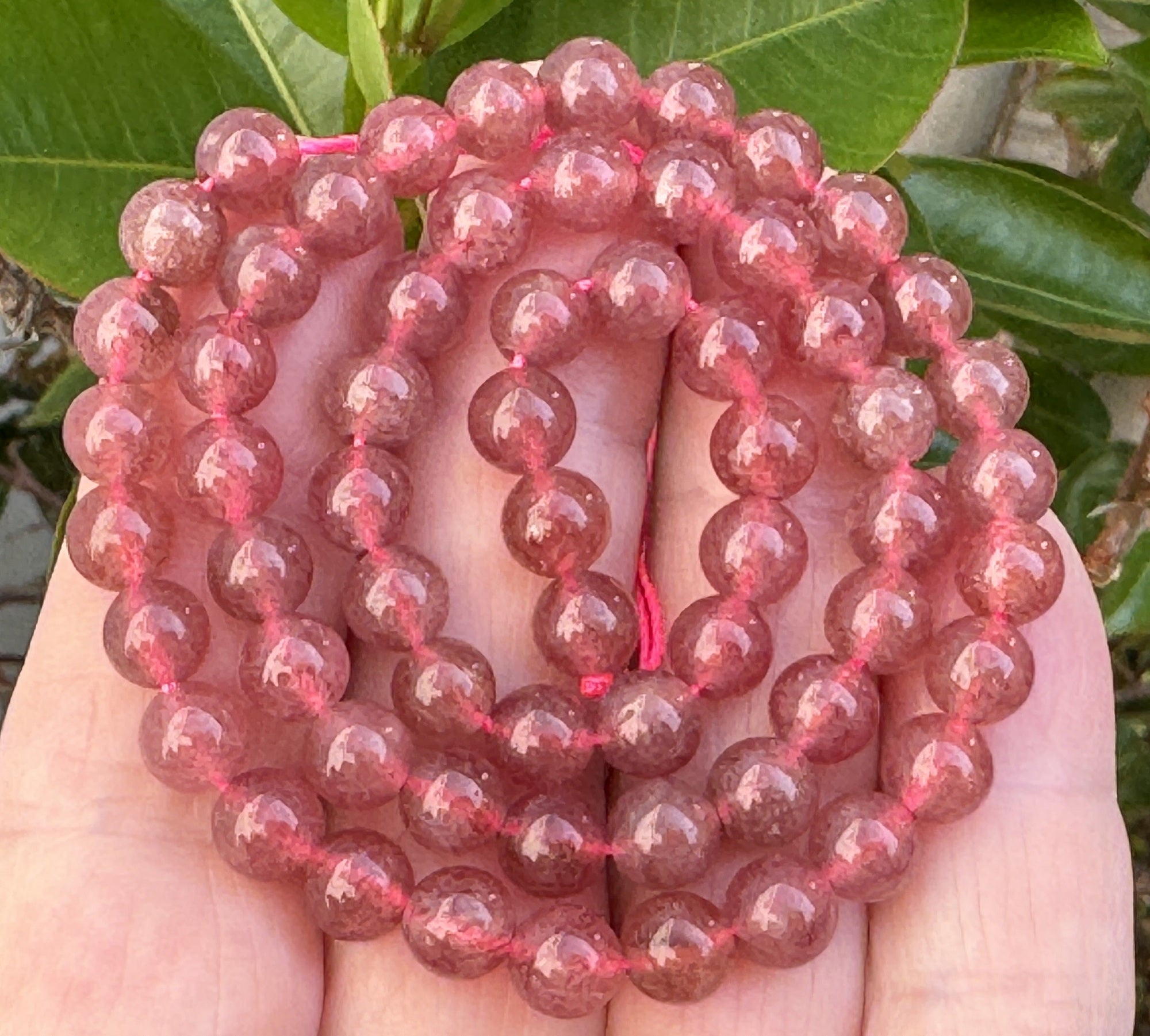 Red Strawberry Quartz 6mm round natural gemstone beads 15" strand - Oz Beads 