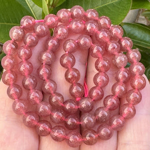 Red Strawberry Quartz 6mm round natural gemstone beads 15" strand - Oz Beads 