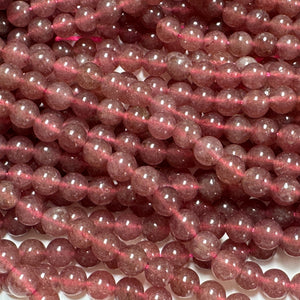 Red Strawberry Quartz 6mm round natural gemstone beads 15" strand - Oz Beads 