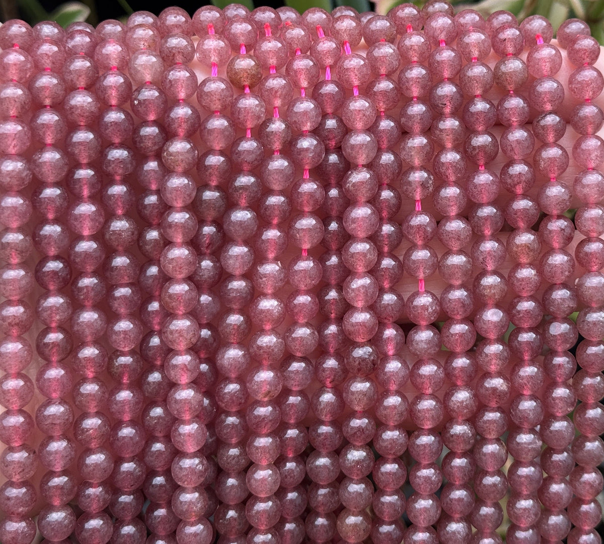 Red Strawberry Quartz 6mm round natural gemstone beads 15" strand - Oz Beads 