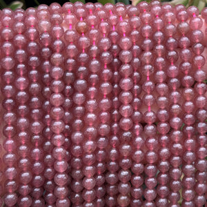 Red Strawberry Quartz 6mm round natural gemstone beads 15" strand - Oz Beads 