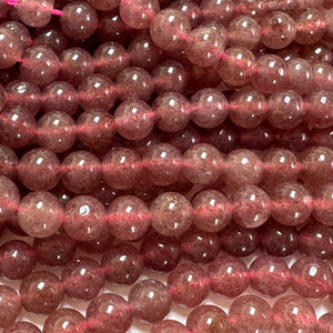Red Strawberry Quartz 6mm round natural gemstone beads 15" strand - Oz Beads 