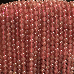 Red Strawberry Quartz 6mm round natural gemstone beads 15" strand - Oz Beads 