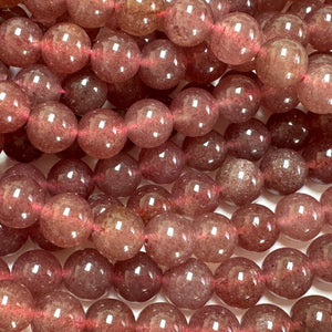 Red Strawberry Quartz 8mm round natural gemstone beads 15" strand - Oz Beads 
