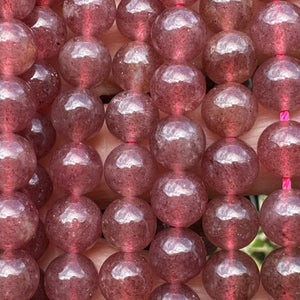 Red Strawberry Quartz 8mm round natural gemstone beads 15" strand - Oz Beads 