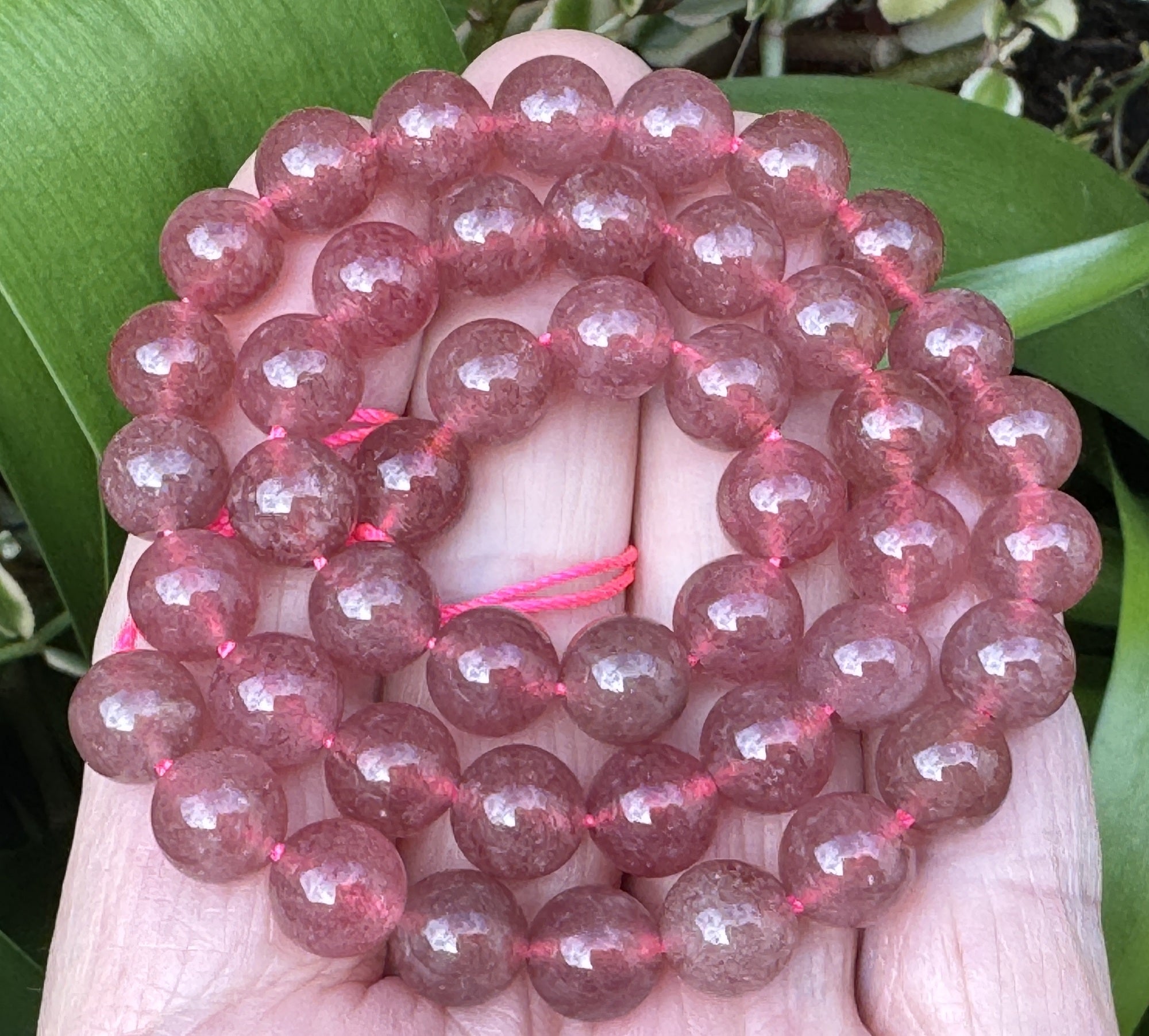 Red Strawberry Quartz 8mm round natural gemstone beads 15" strand - Oz Beads 
