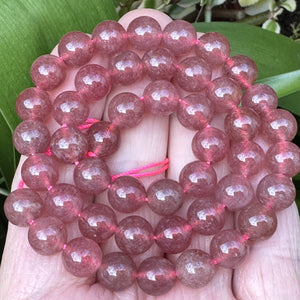 Red Strawberry Quartz 8mm round natural gemstone beads 15" strand - Oz Beads 