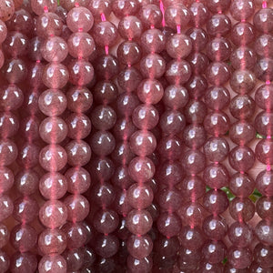 Red Strawberry Quartz 8mm round natural gemstone beads 15" strand - Oz Beads 