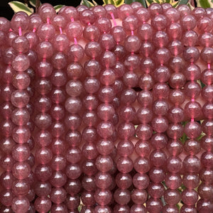 Red Strawberry Quartz 8mm round natural gemstone beads 15" strand - Oz Beads 