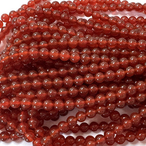 Red Carnelian Agate 7.8mm round gemstone beads 36cm strand - Oz Beads 