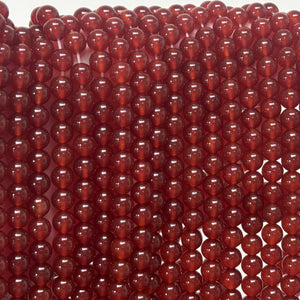 Red Carnelian Agate 7.8mm round gemstone beads 36cm strand - Oz Beads 