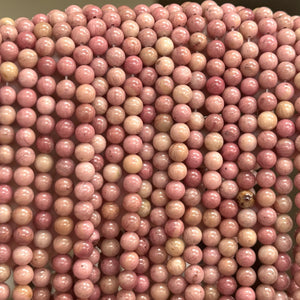 Rhodonite 6mm round natural gemstone beads 15" strand - Oz Beads 